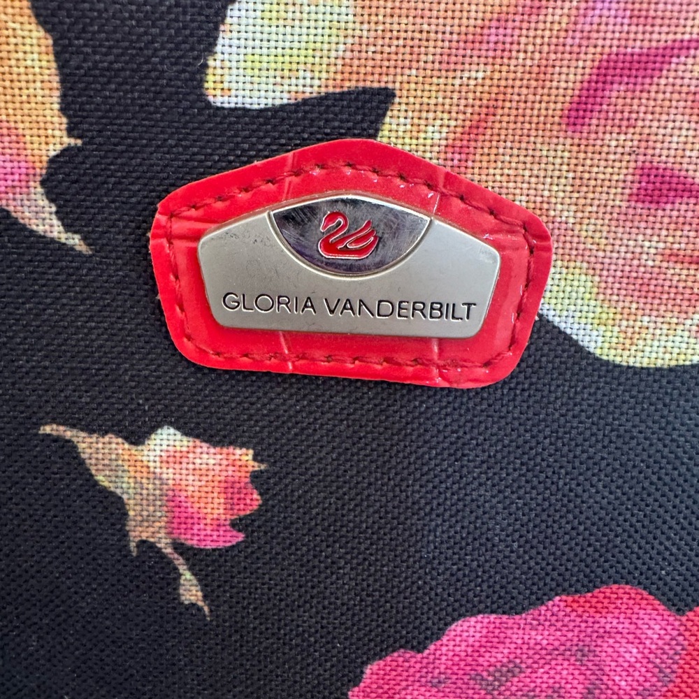 Gloria Vanderbilt Black and Red Floral Travel Bag - Picture 4 of 6